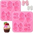 Bow Chocolate Mold, 2 Pack Bow Silicone Mold Chocolate Molds Silicone Cake Pop Molds Fondant Molds Rice Krispies Treats Mold for Wedding Birthday Party Dessert Cake Supplies Baking DIY