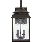 Capital Lighting 936921OZ Sutter Creek Antiqued Water Glass Outdoor Wall Sconce, 18" H x 9" W, 2-Light 120 Total Watts, Oiled