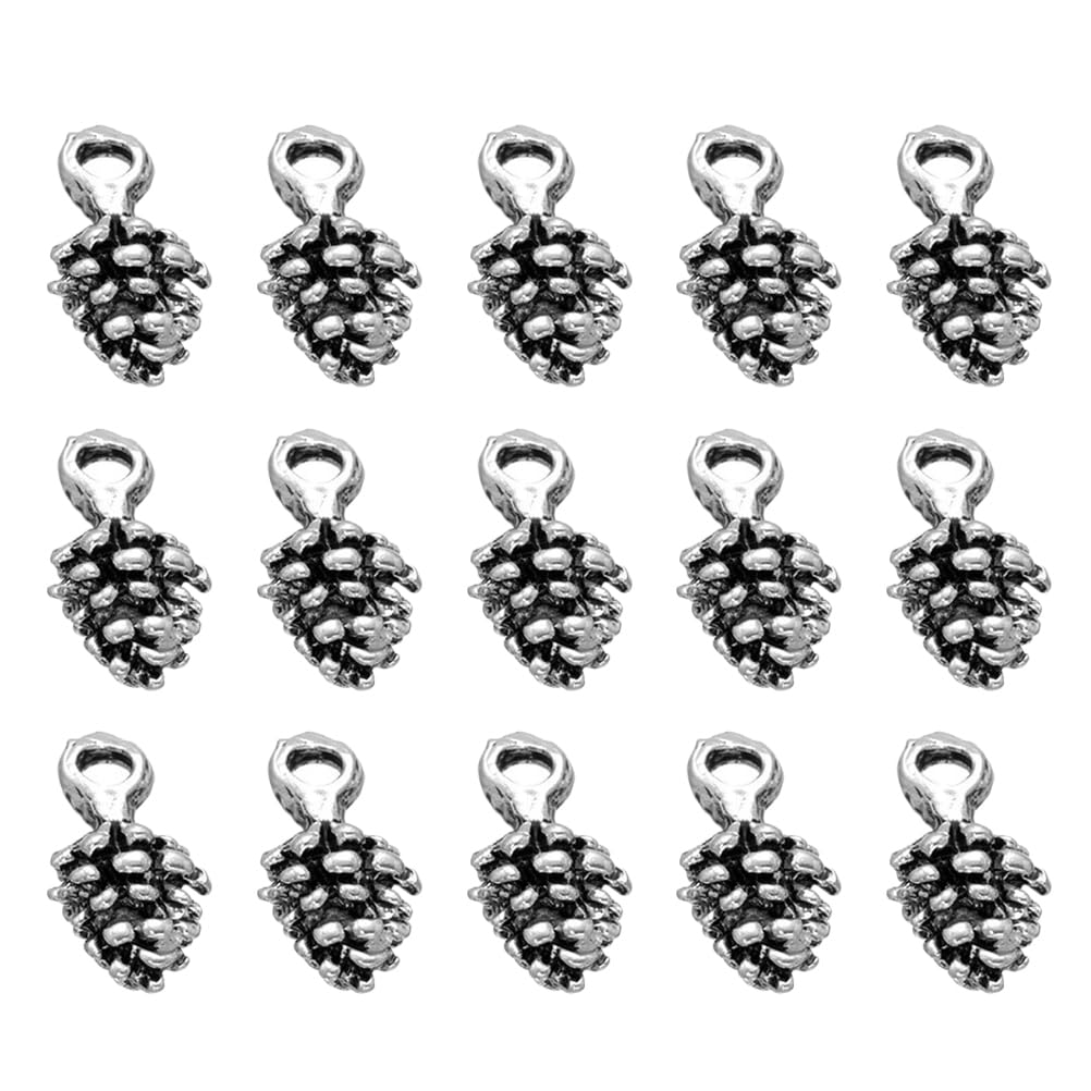 COHEALI Nuts Charm 100Pcs DIY Antique Christmas Charm Silver Pendant Charms Pine Cone DIY Jewelry Making Small Pendant Pine Cones Bead Decorations