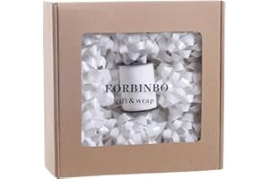 FORBINBO 25 Pcs Gift Bows Assortment - 3 Size Gift Bowsand 1 Crimped Curling Ribbons, Perfect for Christmas, Holiday，Birthdays, Weddings, Baby/Bridal Showers, Party (White)
