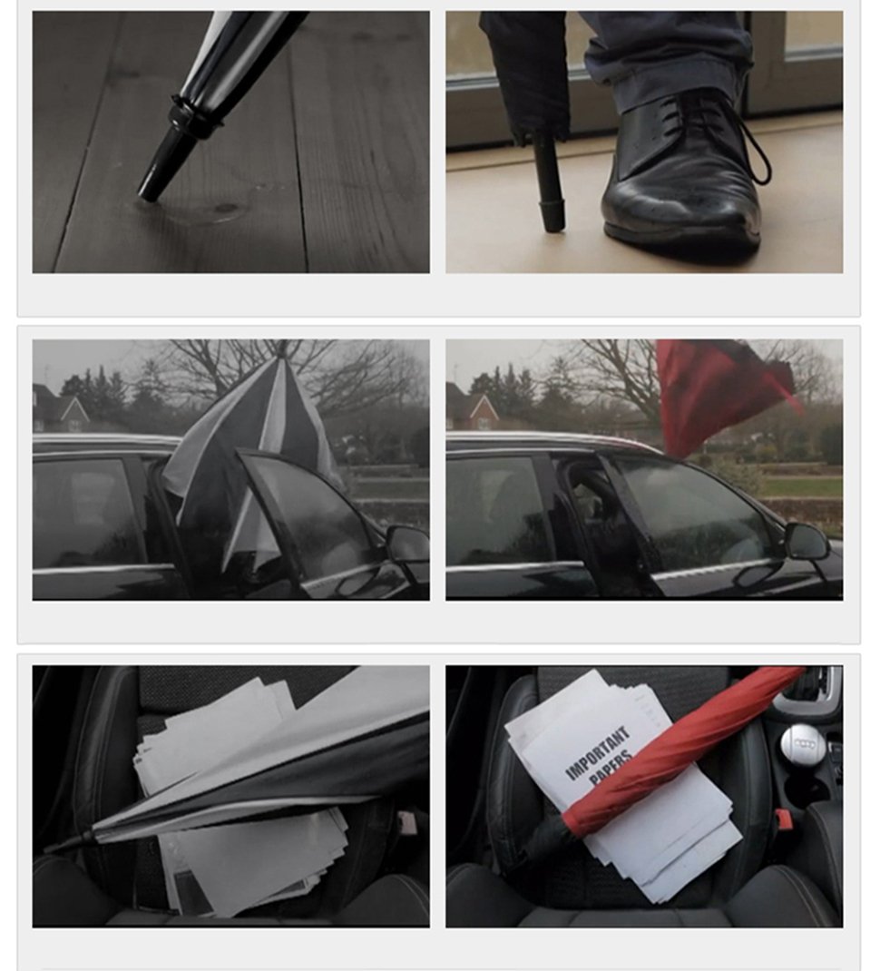 Tdogs Black Inverted Umbrella, Rain Wind Sun-proof Free-style C-Shaped Handle Folding Umbrellas with Rain Cover Car Reverse Umbrella Outdoor Use