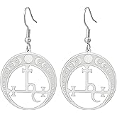 Lilith Dangle Drop Earrings for Women Sigil of Lilith Goddess Moon Phase Earrings Witch Pagan Hecate Mythology Amulet Triple Moon Goddess Jewelry Witchy Gifts