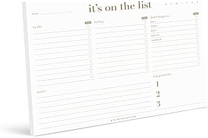 Bliss Collections To Do List Notepad, It's On the List, Magnetic Weekly and Daily Planner for Organizing and Tracking Grocery Lists, Appointments, Reminders, Priorities and Notes, 6"x9" (50 Sheets)