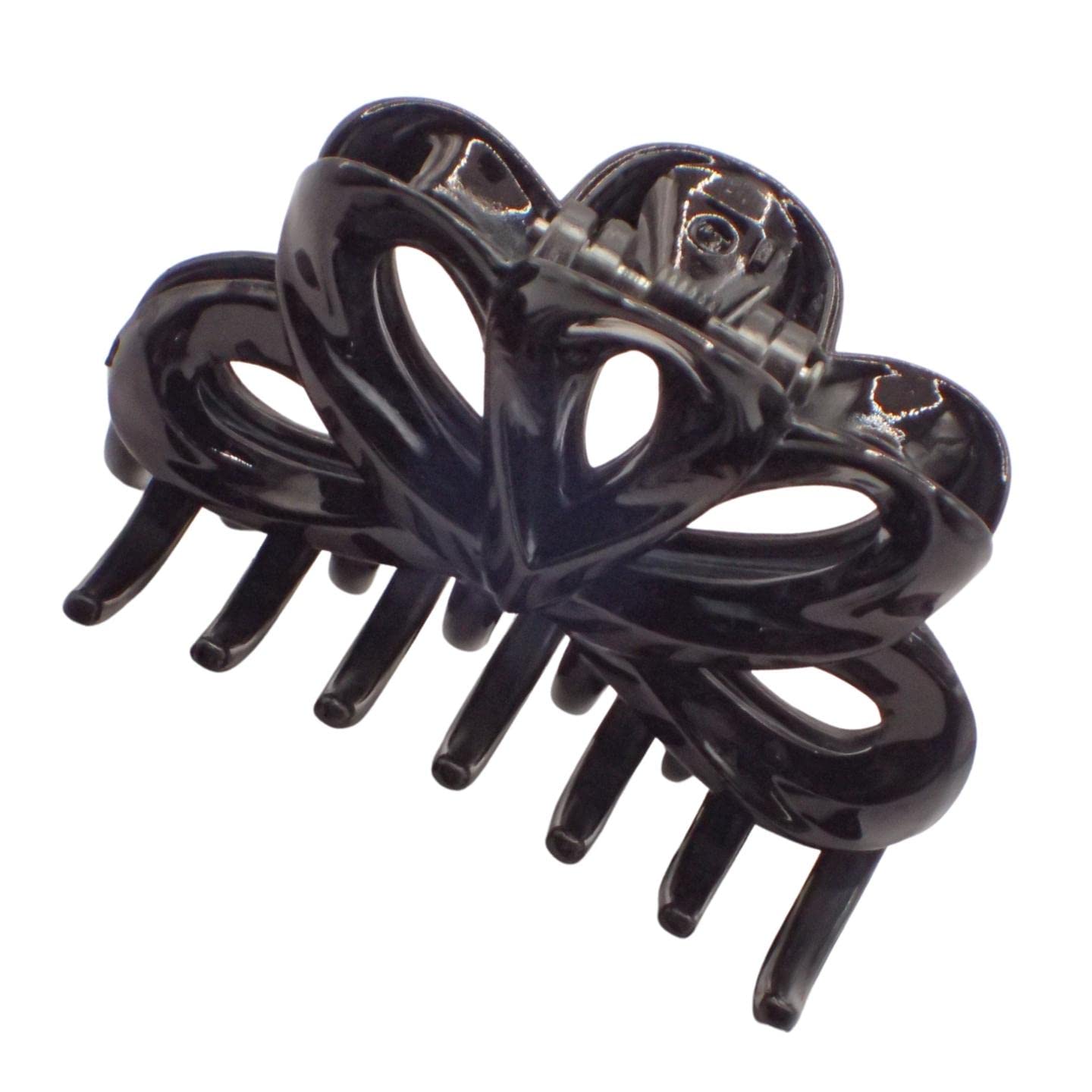 Topkids Accessories Small Black or Tort Hair Claw Clip, Small Detailed Claw Clips for Ladies & Girls, Women?s Hair Claws for Thick Hair, Cute Small Hair Clips (Black Half Flower)