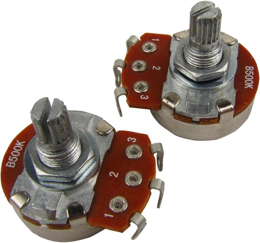 IKN 2pcs Full Size B500K Linear Taper Potentiometer Guitar Tone Volume