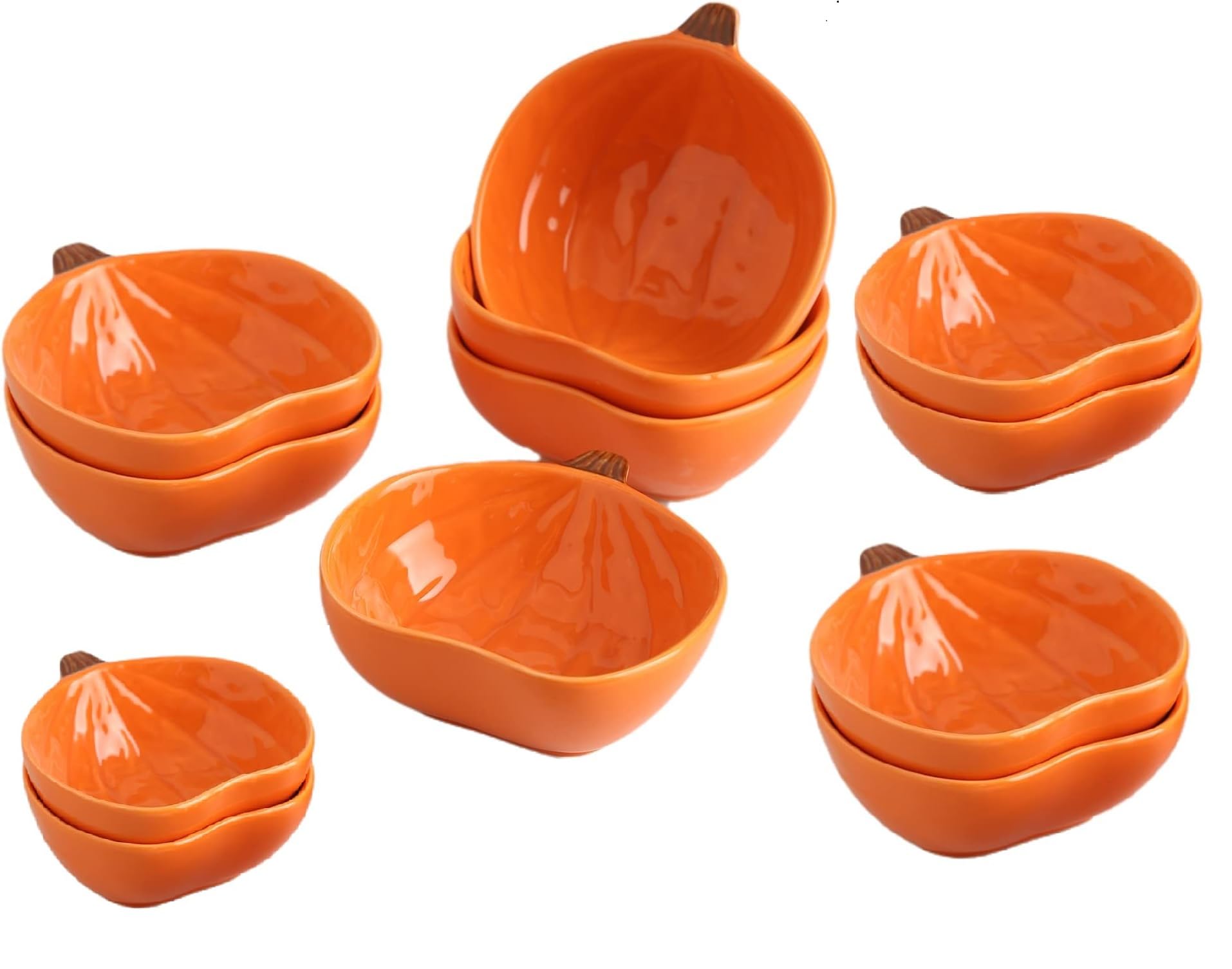Photo 1 of 12 Pieces Pumpkin Ramekins Fall Ramekins Ceramic Thanksgiving Bowls 6 oz Oven Safe Ramekin for Fall Halloween Serving Dip, Sauce, Condiments,Snack