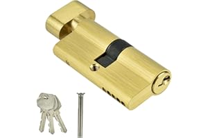 PISSENTE Lock Cylinder with 3 Keys, 65mm Copper Single Open High Security Lock Cylinder Bedroom Anti Theft Door Lock Cylinder with Keys Suitable for Wooden Doors Aluminum Doors