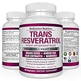 Resveratrol Supplements 1300mg Grape Seed Extract Capsules - 50% Pure Trans-Resveratrol Standardization â€“ 60 Veggie Capsules â€“ BioScience Nutrition