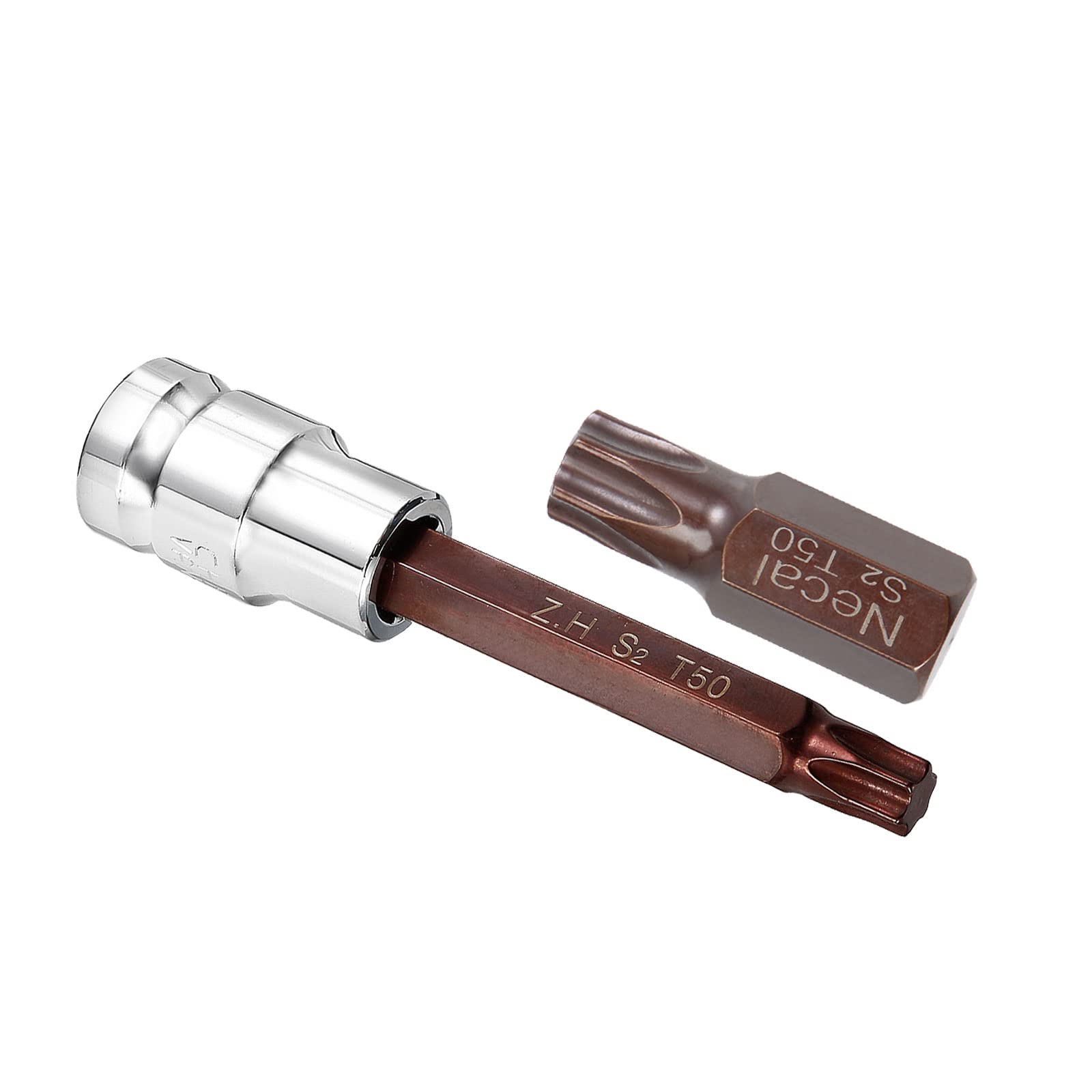 uxcell 1/2-Inch Drive T50 Torx Bits & 3/8 Inch 10mm Hex Shank 30mm Length Magnetic Screwdriver Bit