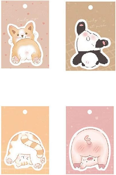 Amazon Kamizuki 付箋 かわいい 動物のお尻 動物タイプふせん 粘着メモ 粘着ふせん プレゼント 贈り物 学用品 オフィス用品 30枚x4種類セット パンダ 犬 猫 豚 付箋 文房具 オフィス用品