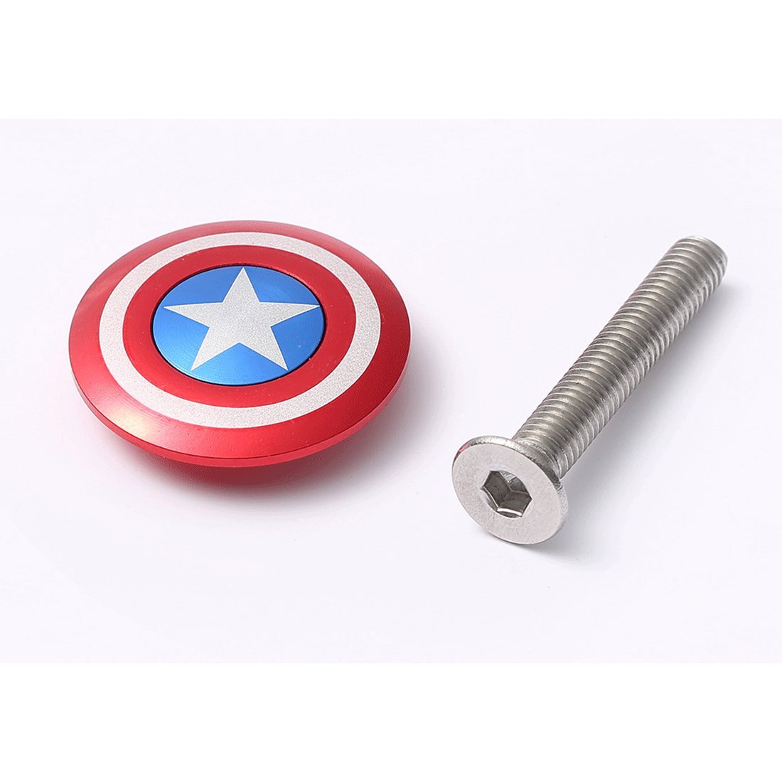 Bicycle Headset Top Cap Cover with Bolt 1 1/8", Bike Stem Cap Aluminium Alloy Star Design
