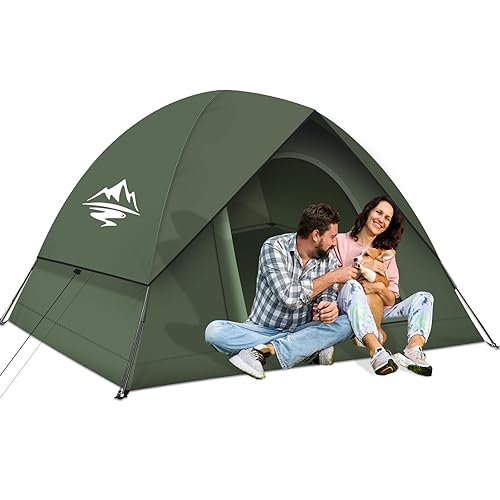 Purebox Camping Tent for 2-3 Man, Dome Tent Waterproof and Windproof, Large Double Layer Tents, Easy to Pitch Lightweight Outdoor Tents for Camping, Hiking, Backpacking, Traveling