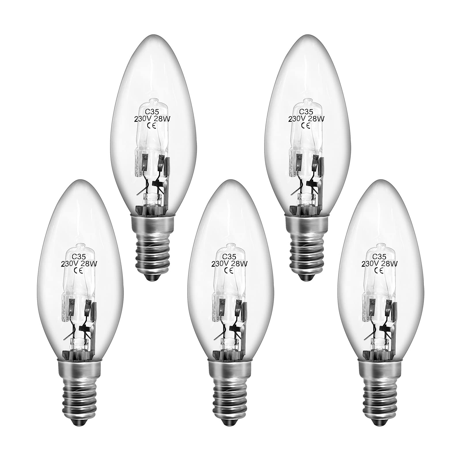 Sarveeta SES E14 Halogen Candle Bulbs 28W dimmable, 5 Pack Small Edison Screw Bulbs 2800K Warm White [Energy Class G]