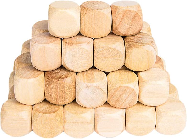 Wooden Cubes Crafts, Blank Dice Set, Wood Square Blocks for Puzzle Making, Crafts and DIY, Set of 50