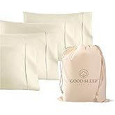 Set of 4 Pillow Cases King, 800 TC 100% Egyptian Cotton, Great for Hair & Skin Care, Silky Soft Sateen Weave Pillow Covers for Bed Pillow, Improves Sleep Quality, 4" Hem Pillowcases, Ivory