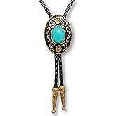 Himongoo Turquoise Agate Granite BOLO Tie for Men Women Leather Wedding Necklace Western Cowboy Necktie