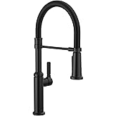 Delta Rhett Pro Style Commercial Kitchen Faucet with Pull Down Sprayer, Single Hole Matte Black Kitchen Sink Faucet, Single Handle, Matte Black 18829-DST