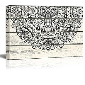 Decorative Styled Tribal Pattern Art on a Wooden Background