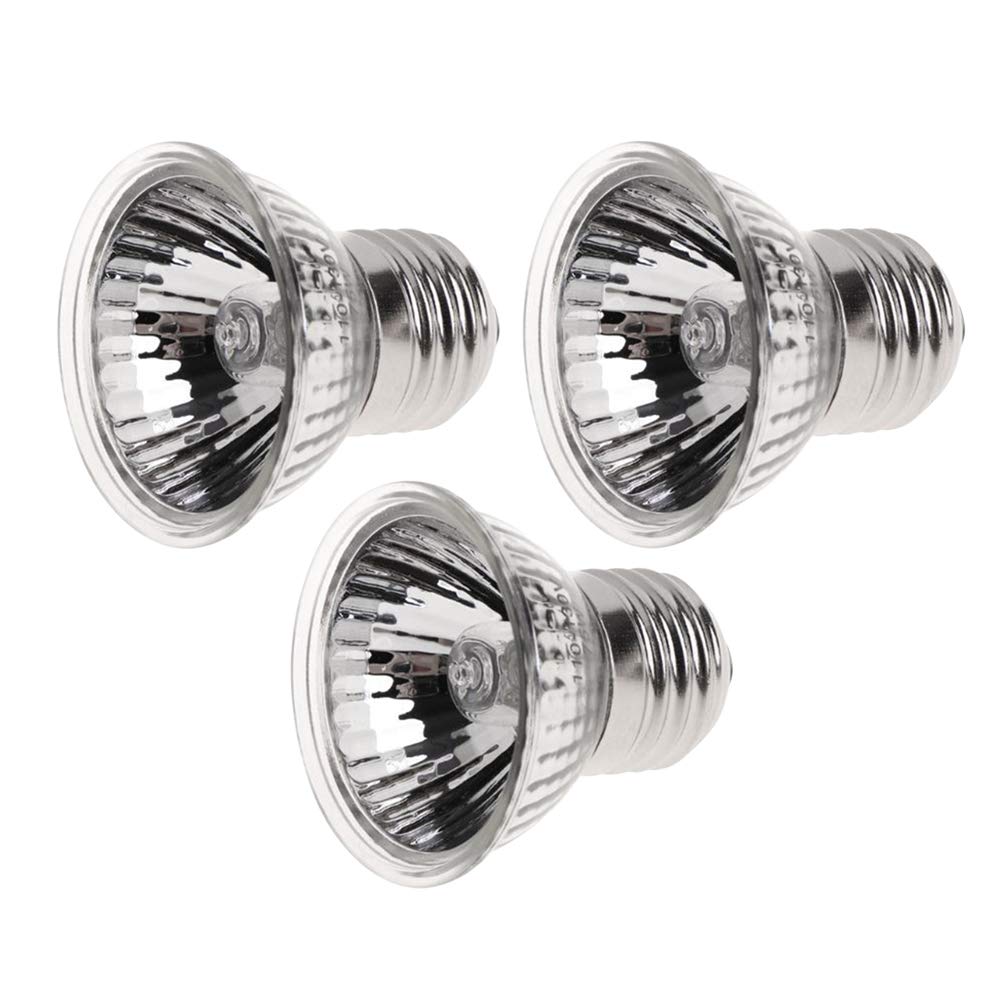 Xiedeai Reptiles Amphibians Terrarium Heat Lamps - 3Pcs 50W Ceramic Heating Lamp UVA UVB Full Spectrum Sunlight Lamp E27 110-250V Turtle Lizard Pet Ultraviolet Rays Sunbathe Light