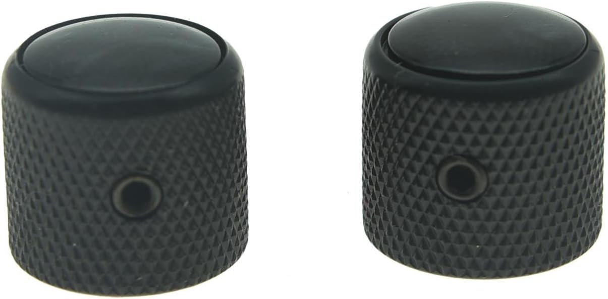 KAISH Set of 2 Black Pearl Top Guitar Dome Knobs with Set Screw for