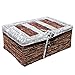 Wicker Home Decorative Storage Baskets 5-Piece Nesting Baskets Brown Wicker Hand Woven with Printed Canvas Storage and Organization Wicker Basket 5 Piece Set 1 Large 1 Medium and 3 Small