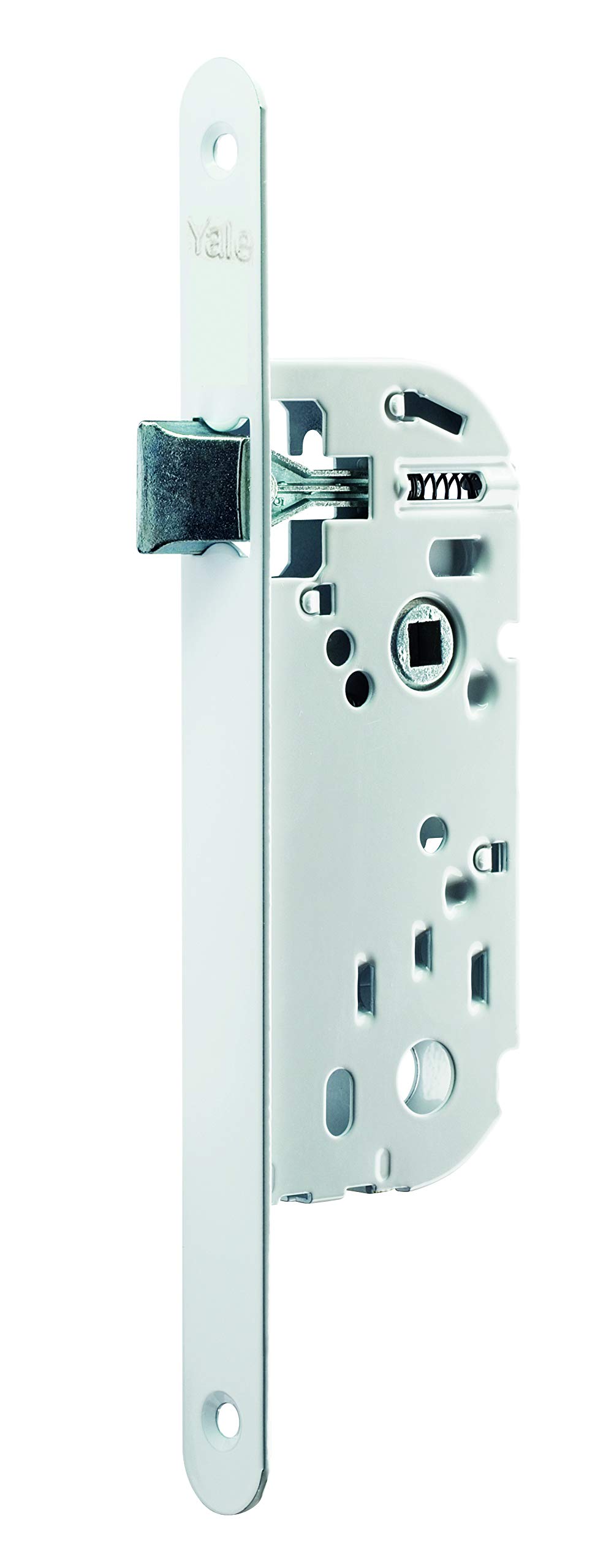 Yale Y12R-A40/B/SC Recessed Lock Without Key Axle 40 mm Chest 135 mm Reversible Bolt, Round End Headrest – Interior Door for Communication, Kitchen, Living Room – White, Strike Included, Axe 40mm