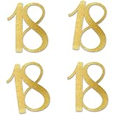 Gold Glitter 18 Cut-Out Numbers, 18th Birthday Party Anniversary Decorations DIY Essentials