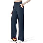 G4Free Women Fleece Lined Pants with Pockets Wide Leg Winter Thermal Work Trousers Dressy Casual Petite/Regular/Tall