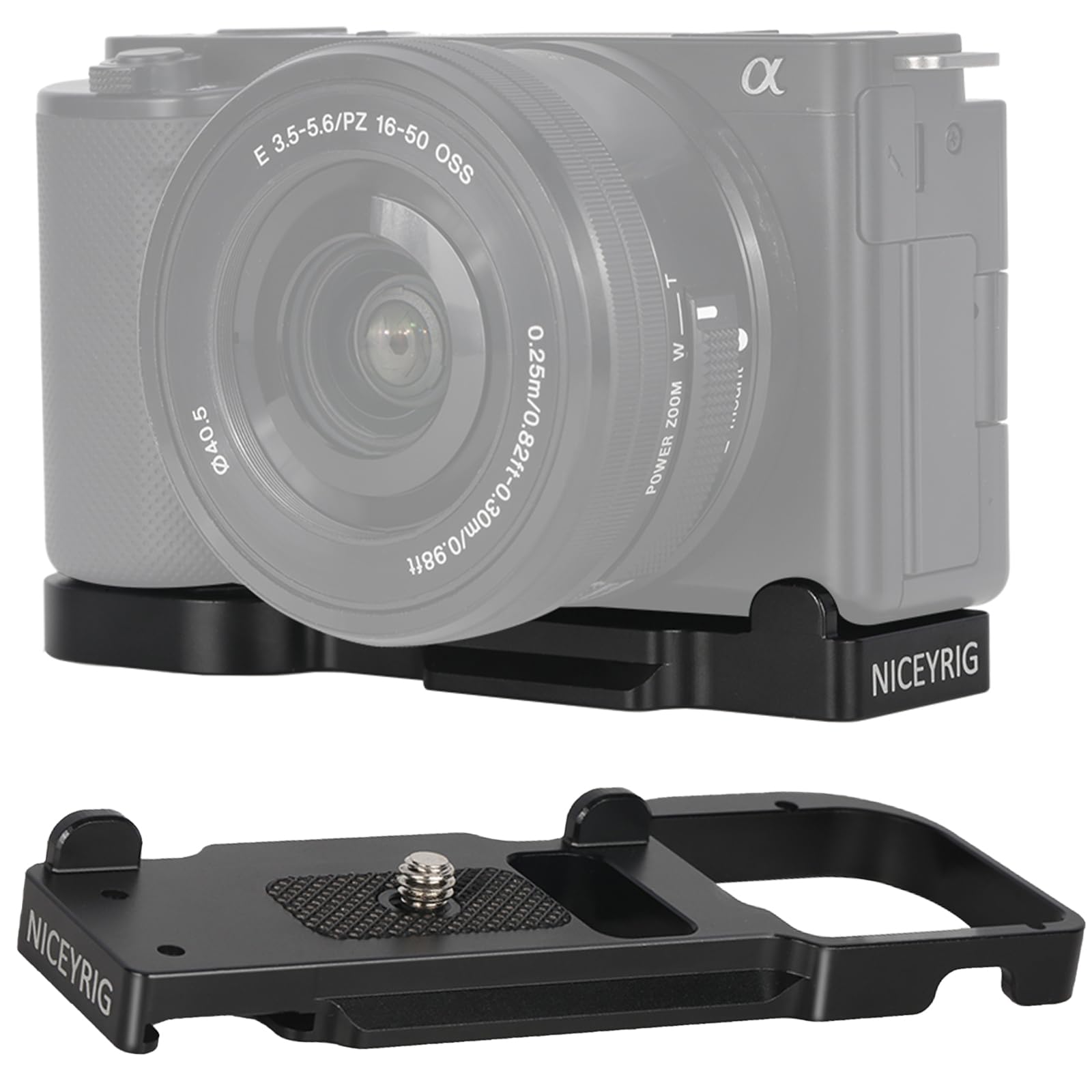 NICEYRIG Extension Bracket Base Plate for Sony Alpha ZV-E10 Camera with Cold Shoe