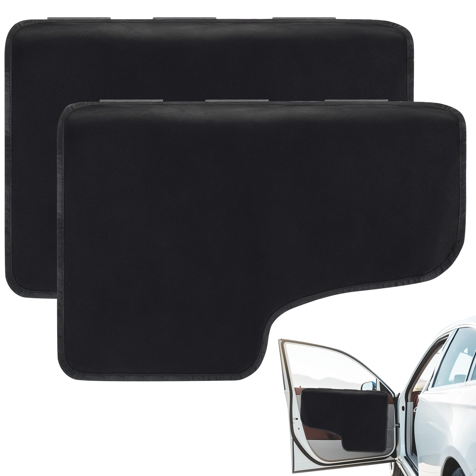 PETTOM 2 Packs Dog Car Door Protector - Waterproof Anti-Scratch Car Door Guard, Stain-Resistant Pet Doors Mats for Dogs Travel, Easy Installation (Black)