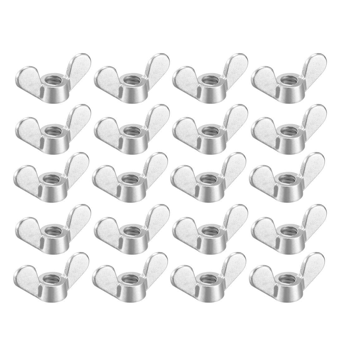 sourcingmap 3/16" Wing Nuts Zinc Plated Fasteners Parts Screws Cymbals Butterfly Nut Silver Blue 20pcs