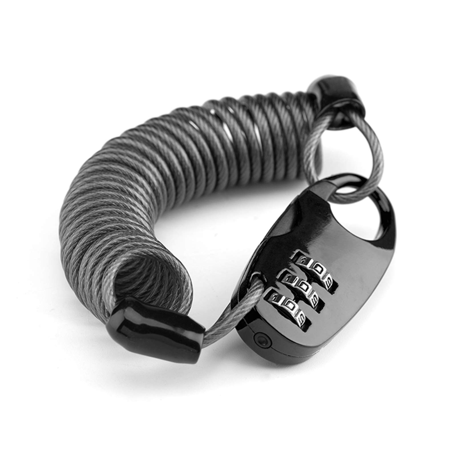 ROCKBROS Bike Helmet Lock Mini Combination Bicycle Cable Number Lock 3-Digit Code 90 cm Portable Anti-Theft Resettable Cycling Cable Lock for Travel Luggage