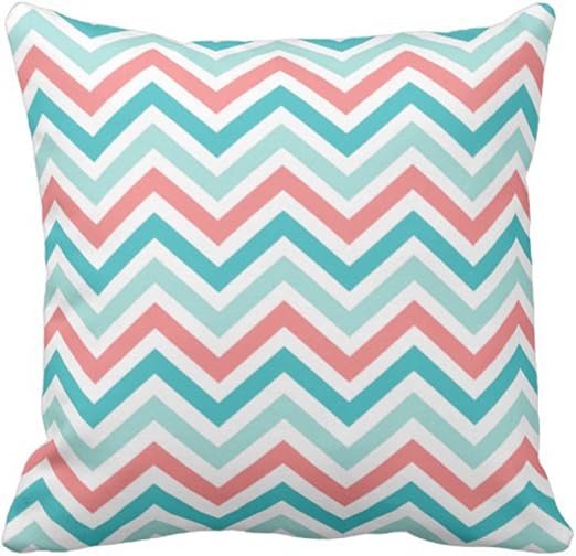 Amazon Com Emvency Throw Pillow Cover Turquoise Coral Aqua Mint