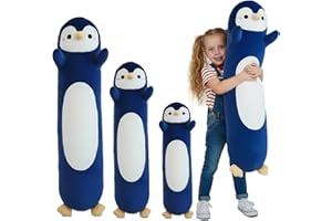 Kekeso Penguin Plush, Long Penguin Plush Pillow Ultra Soft Huggable Stuffed Animal Body Pillow for Kids Adults (Navy Blue, 11