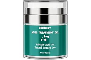 Bablabear 2% Salicylic Acid Acne Treatment Cream for Face Back/Butt/Body,Spot Treatment for Pimples,Face Blemishes,Blackheads,Oil Control,Ingredients are Natural,Suitable for Teenagers/Women/Men（30g）