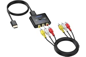 CAMWAY RCA to HDMI Converter with AV Cable - 16:9/4:3 Conversion 1080P AV to HDMI Adapter for Wii/PS1/PS2/N64/X-box/DVD/VCR,C