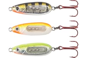 NORTHLAND TACKLE Northland Fishing Tackle Glass Buck-Shot Ice Fishing Jigging Spoon, Assorted Sizes & Colors for Walleye, Perch, and Crappie