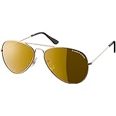 Eagle Eyes CLASSIC AVIATOR Sunglasses - Stainless Steel Frame (Gold, 57mm), Polarized Lenses