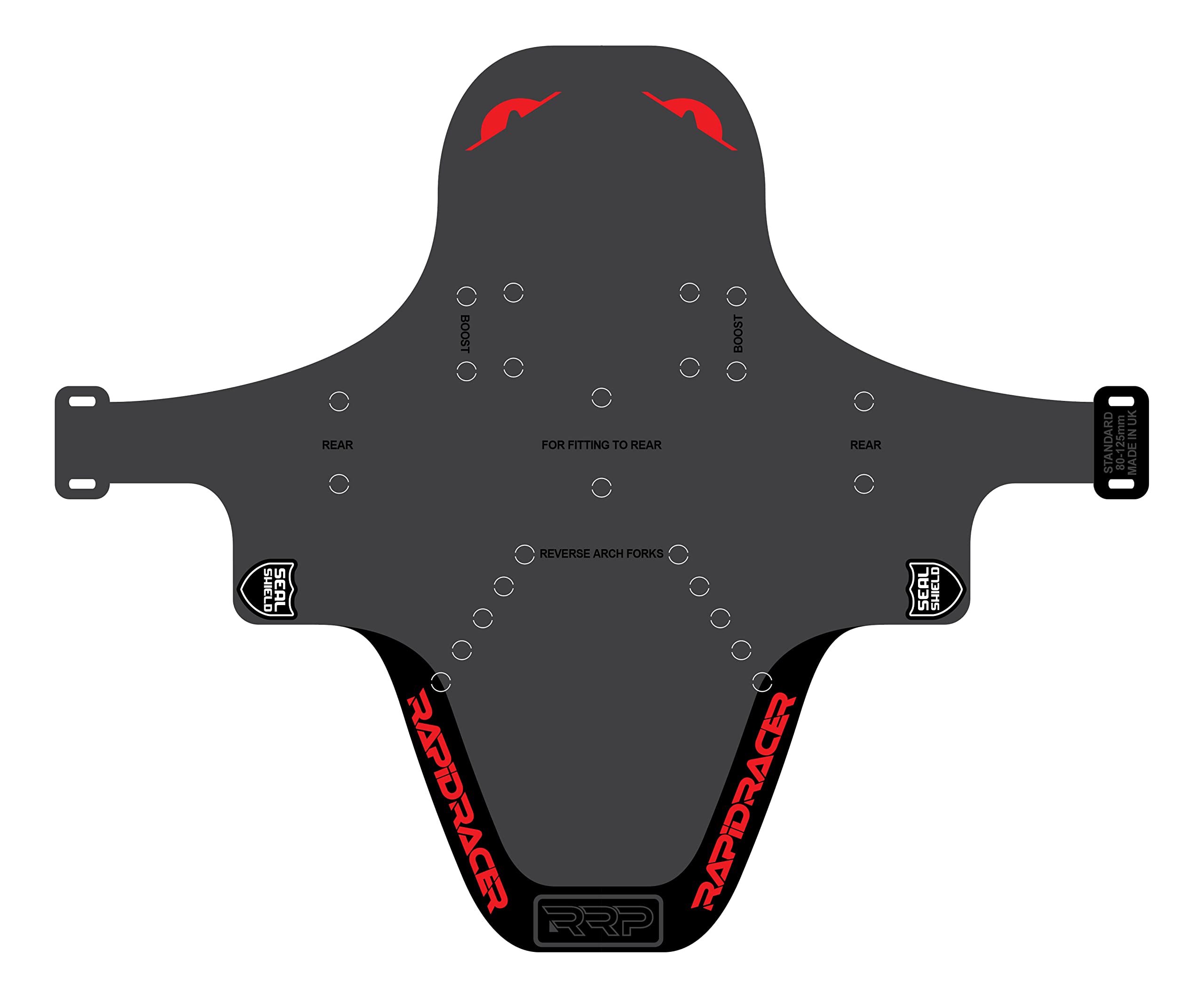 RRP Rapid Racer Products Unisex's Enduro Mudguard, Black/Red, One Size