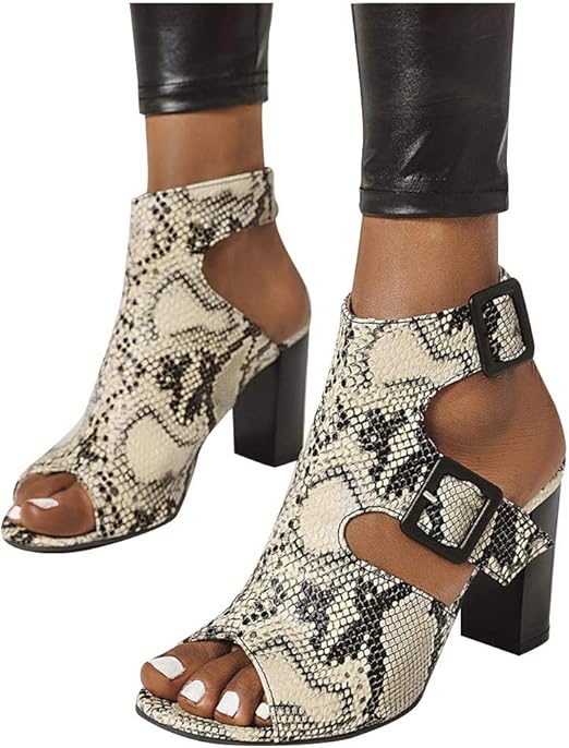 open toe thick heels