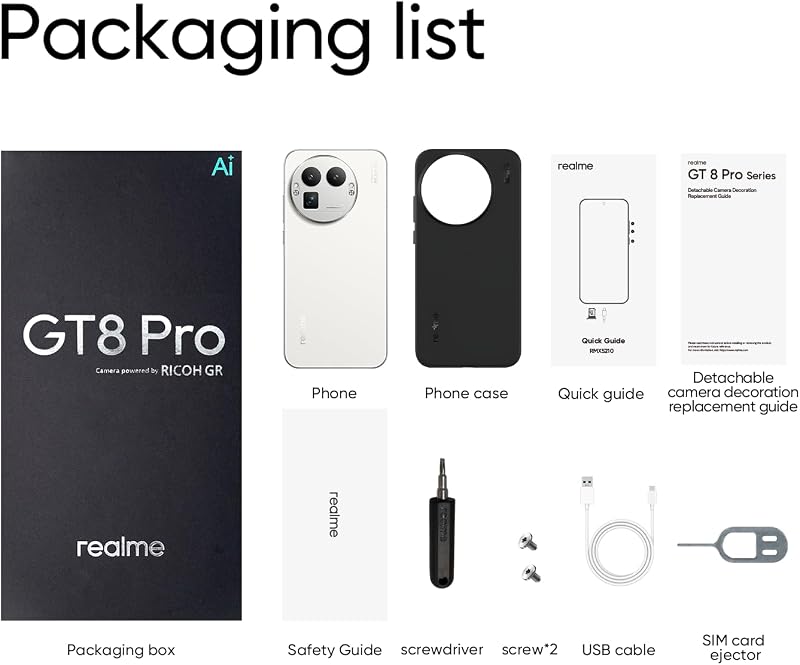 GT 8 Pro Smartphone 12GB+256GB, Système d’Appareil Photo RICOH GR, Clarté Parfaite 200 MP Appareil Photo téléobjectif, Snapdragon 8 Elite Gen 5, Batterie Titan de 7 000 mAh, Blanc