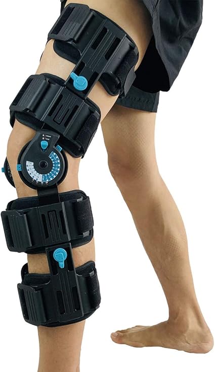 amazon com orthomen hinged post op knee brace adjustable rom leg stabilizer recovery immobilization after surgery medical orthopedic guard protector immobilizer brace for injury universal health personal care