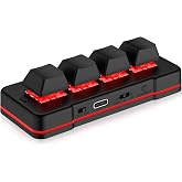 PCsensor 4 Key Mini Keypad USB Wired &amp; BT Wireless Mini Keyboard Customized Programmable Computer Keyboard Mouse for Video Game Control Office Work Sheet Music Page Turner HID (Black)