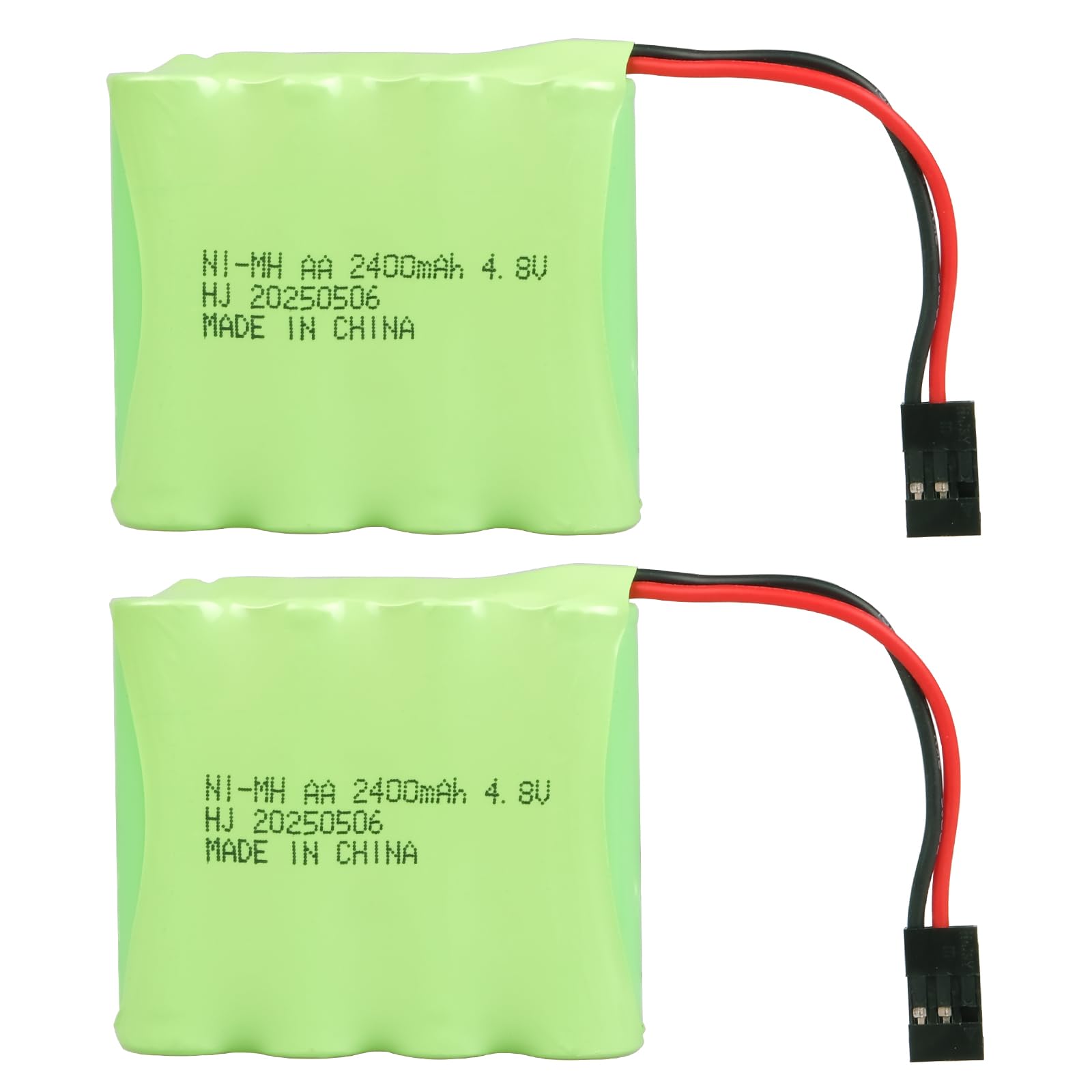 2PCS 4.8V 2400mAh AA NiMH Rechargeable Battery Pack with Hitec Connector, NiMH Battery for RC Car Truck Jumper Aircrafts RC Excavator Electric Toy, Remote Control Receiver