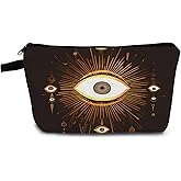 YULUENZE Evil Eye Makeup Bag Cute Small Organizer Bag with Zipper Golden Evil Eye Print Cosmetic Bag Birthday Presents for Women Friends Sisters