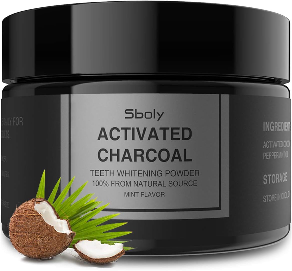 Activated Charcoal Natural Tooth Powder, Teeth Whitening Charcoal Powder, Enamel Safe Teeth Whitener Effective Stain Remover by Sboly,Original Flavor, 2.11Oz