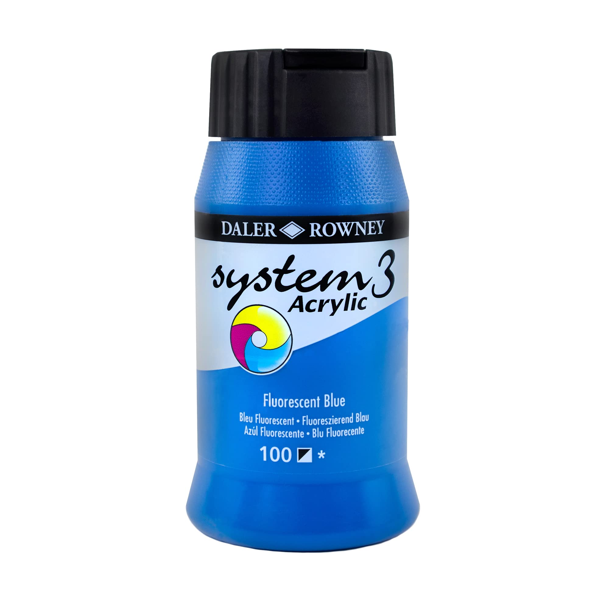 Daler-Rowney System3 Acrylic Paint, Plastic Pot, 16.91oz - 500 ml, Fluorescent Blue