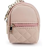 AfitLulu Small Change Coin Purse, Mini Backpack Cute Cosmetic Bag for Women with Keychain and 2 Zipper Layers, Change Purse for Travel and Dating (Pink)