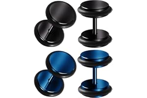 BIG GAUGES 2 Pairs 316L Surgical Steel Black Anodized Dark Blue Fake Plugs O-Rings Piercing Jewelry Ear Cheater Illusion Earring Lobe