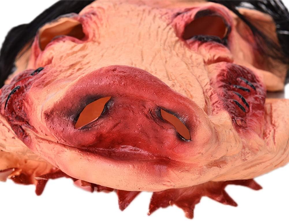 Qchomee Halloween Horror Mask Cosplay Scary Bleeding Face Mask with Hair Festival Fancy Dress Prank Trick Awful Adults Cosplay Costume Props Toys Novelty Latex Full Head Witch Mask Headwear - Image 5